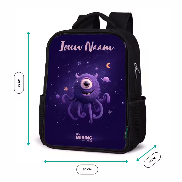Kinderrugzak met naam - Zwart - Kosmisch tentakelmonster — 5