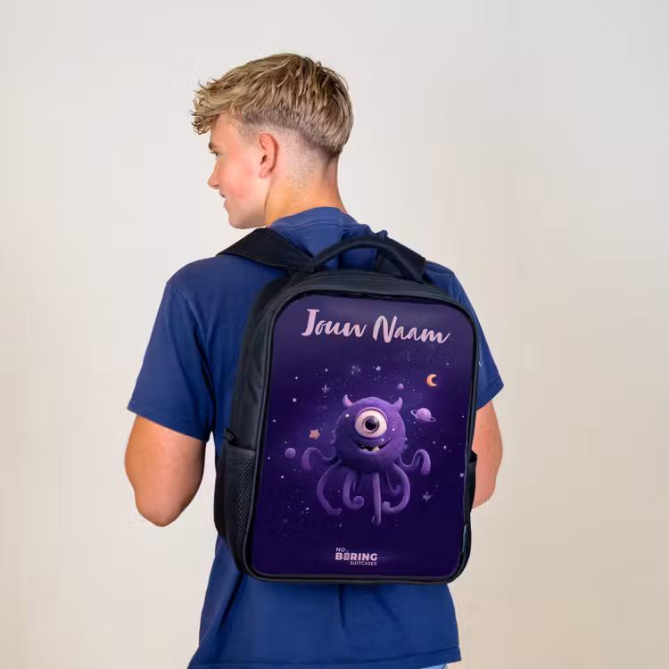 Kinderrugzak met naam - Zwart - Kosmisch tentakelmonster — 6