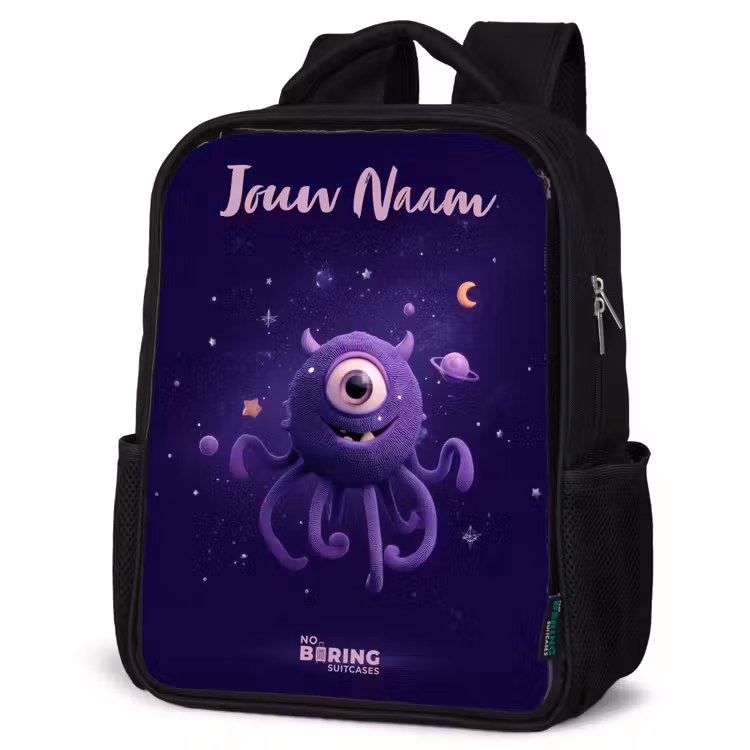 Kinderrugzak met naam - Zwart - Kosmisch tentakelmonster — 7