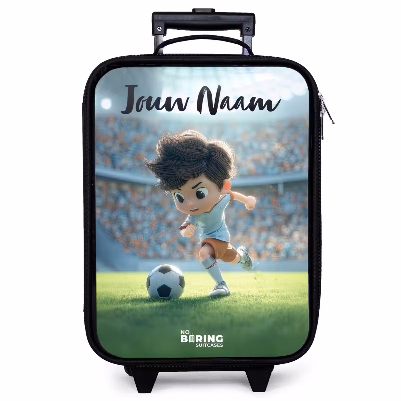 Kinderkoffer met naam - Zwart - Jongen - Stadion - Voetbal - Zonlicht — 1