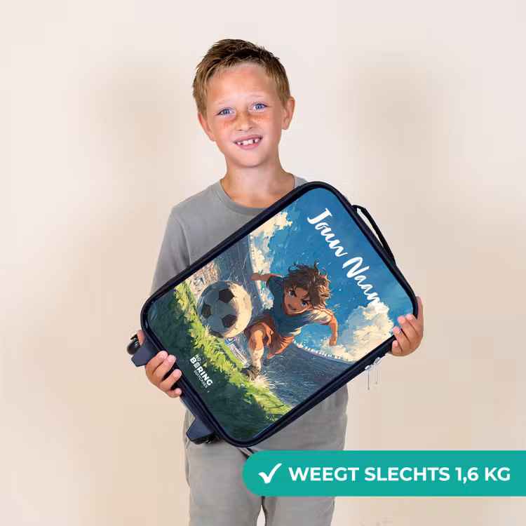 Kinderkoffer met naam - Zwart - Voetbal - Gras - Stadion - Schilderij — 2