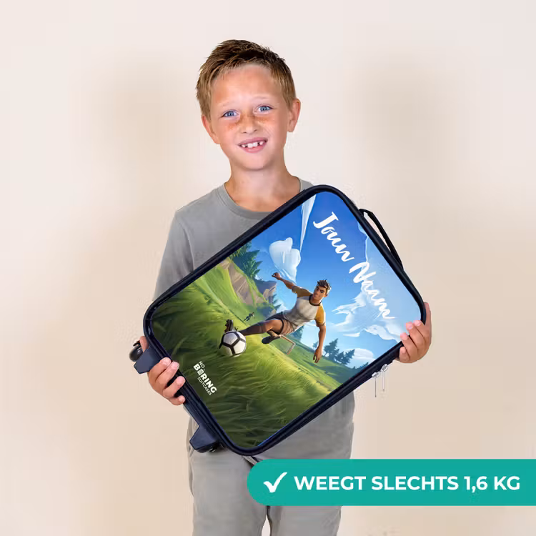 Kinderkoffer met naam - Zwart - Voetballer - Gras - Goal - Kleurrijk — 2