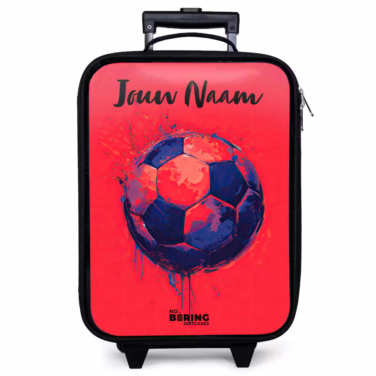 Kinderkoffer met naam - Zwart - Voetbalvibes - Verf - Blauw - Rood — 1