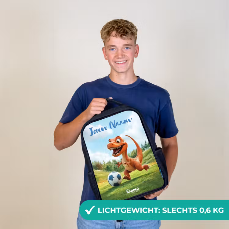 Kinderrugzak met naam - Zwart - Voetbal - Dino - Sport — 3