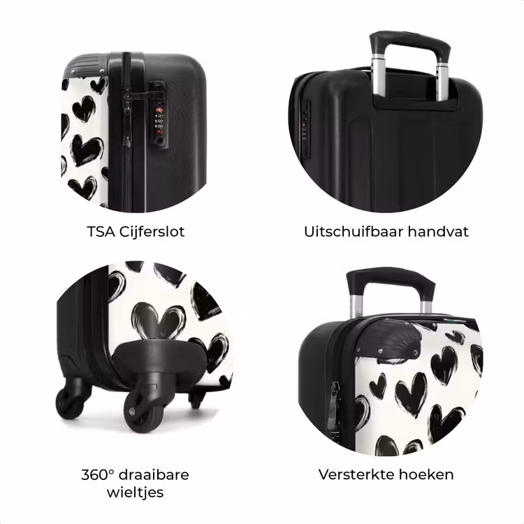 Koffer - Hartjes - Patroon - Zwart — 7
