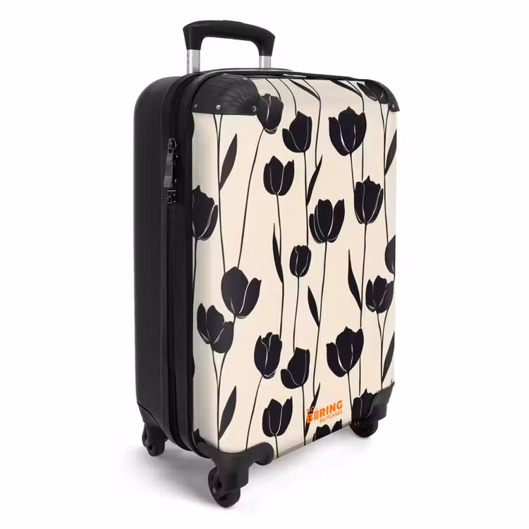 Koffer - Tulpen - Patroon - Zwart — 2