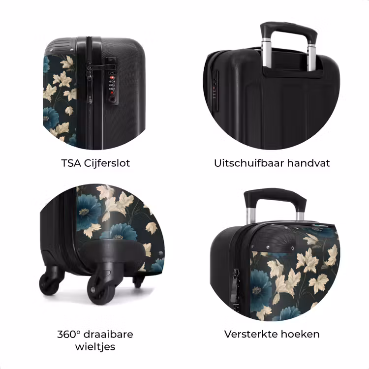 Koffer - Botanisch - Bloemen - Blauw — 7
