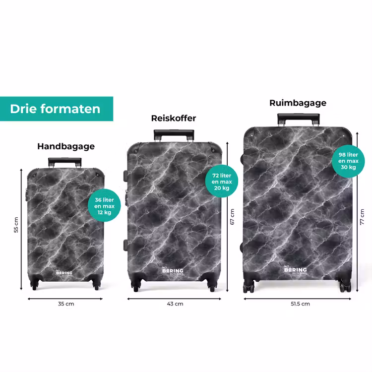Koffer - Donkergrijs - Bliksem - Marmer — 8