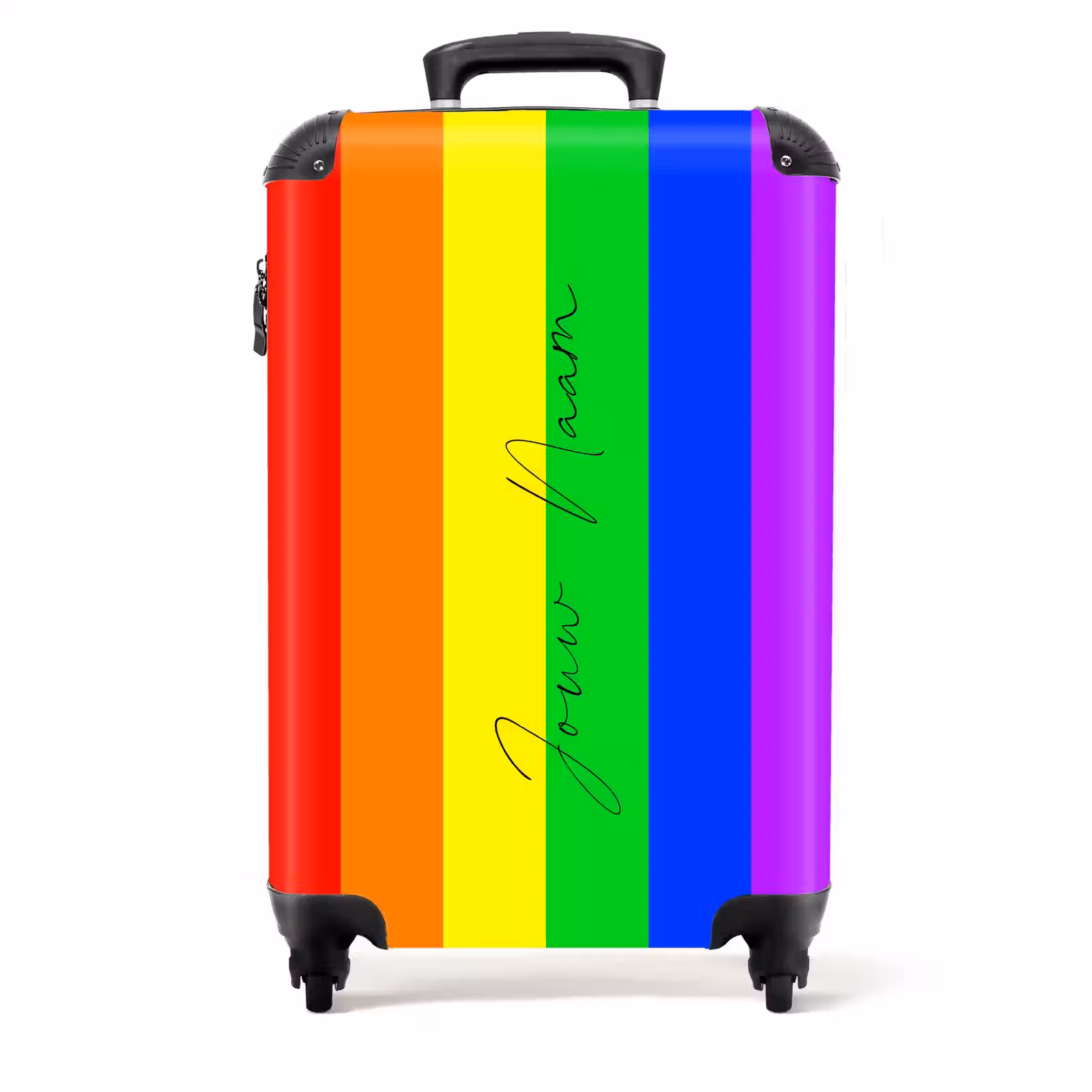 Koffer - Regenboog achtergrond met zwarte letters — 1