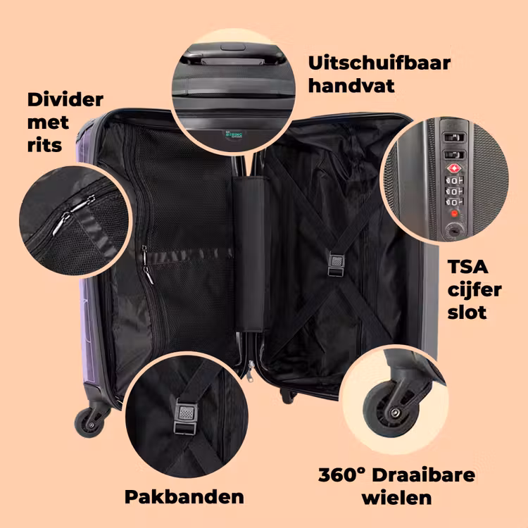 Koffer met naam - Paarse achtergrond met zwarte letters — 4