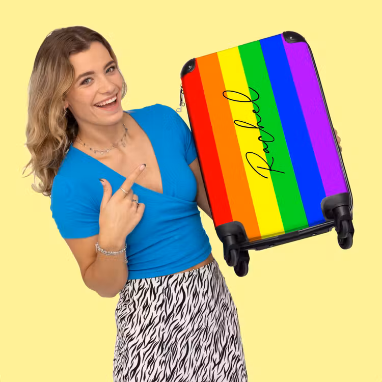 Koffer - Regenboog achtergrond met zwarte letters — 3