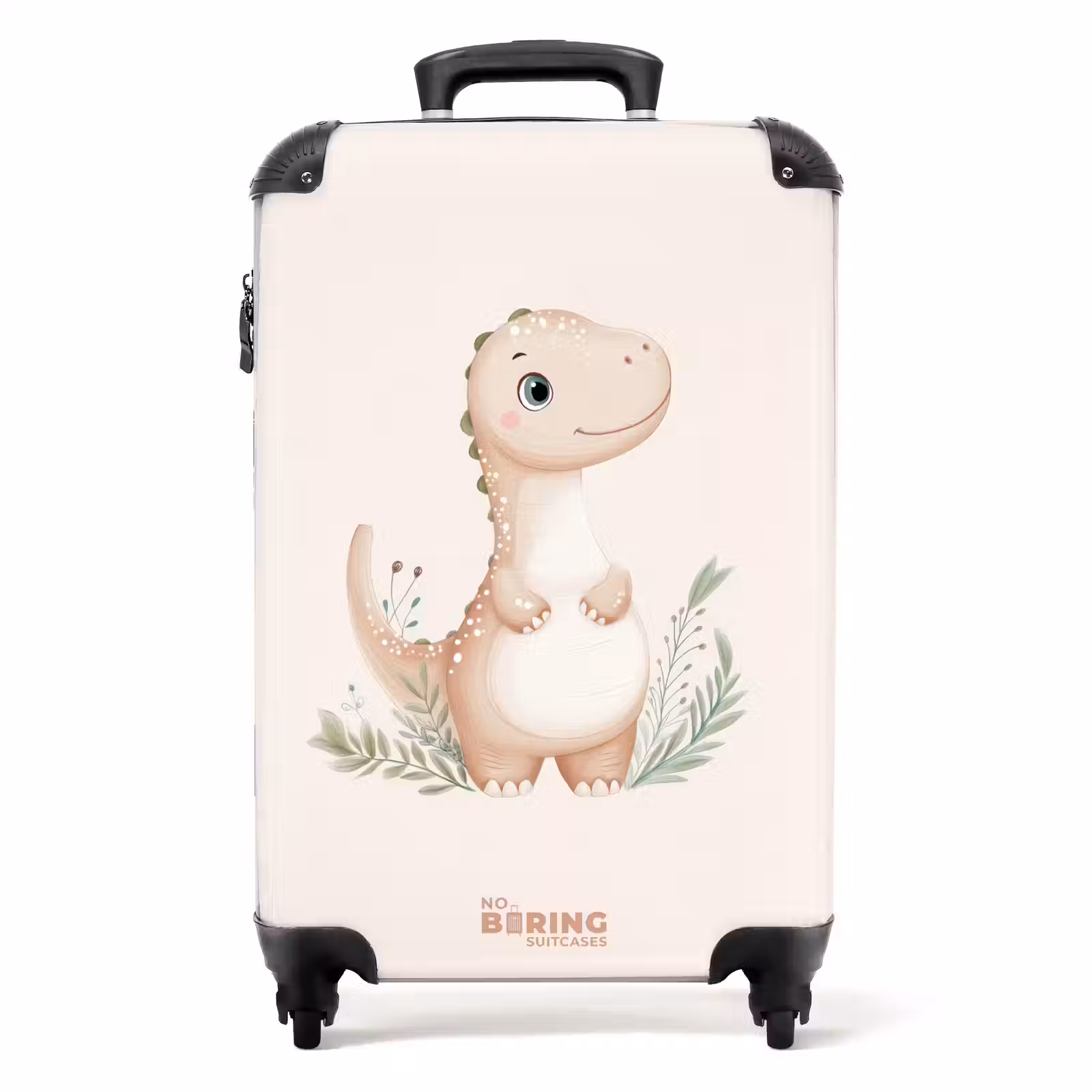 Koffer - Beige dinosaurus met groene blaadjes — 1