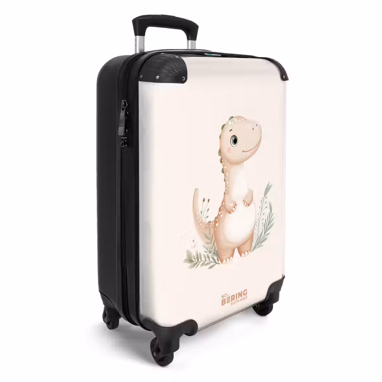 Koffer - Beige dinosaurus met groene blaadjes — 2