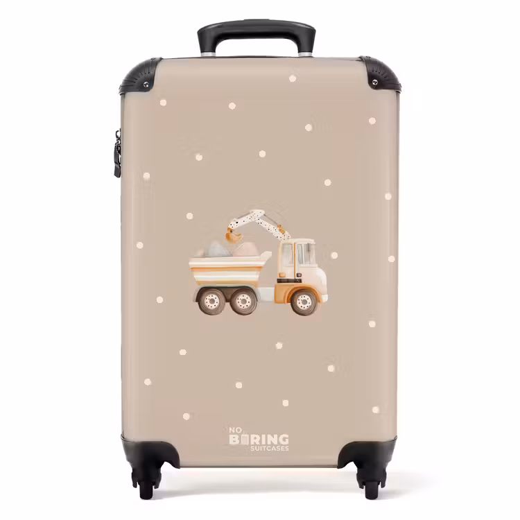 Koffer - Gele kiepwagen met stenen en stippenpatroon — 1