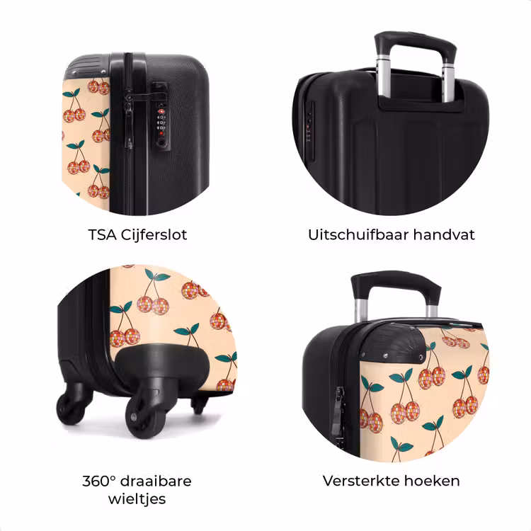 Koffer - Retro disco kersen patroon kleurrijk — 7