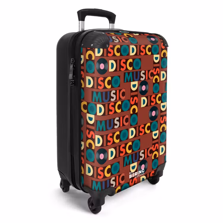 Koffer - Retro disco 70s tekst patroon kleurrijk — 2