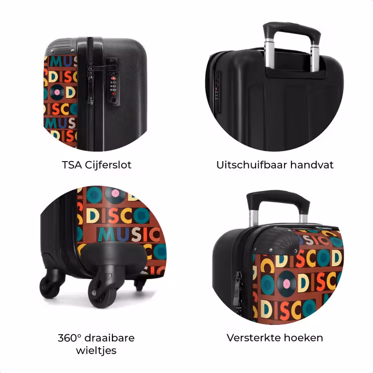 Koffer - Retro disco 70s tekst patroon kleurrijk — 7