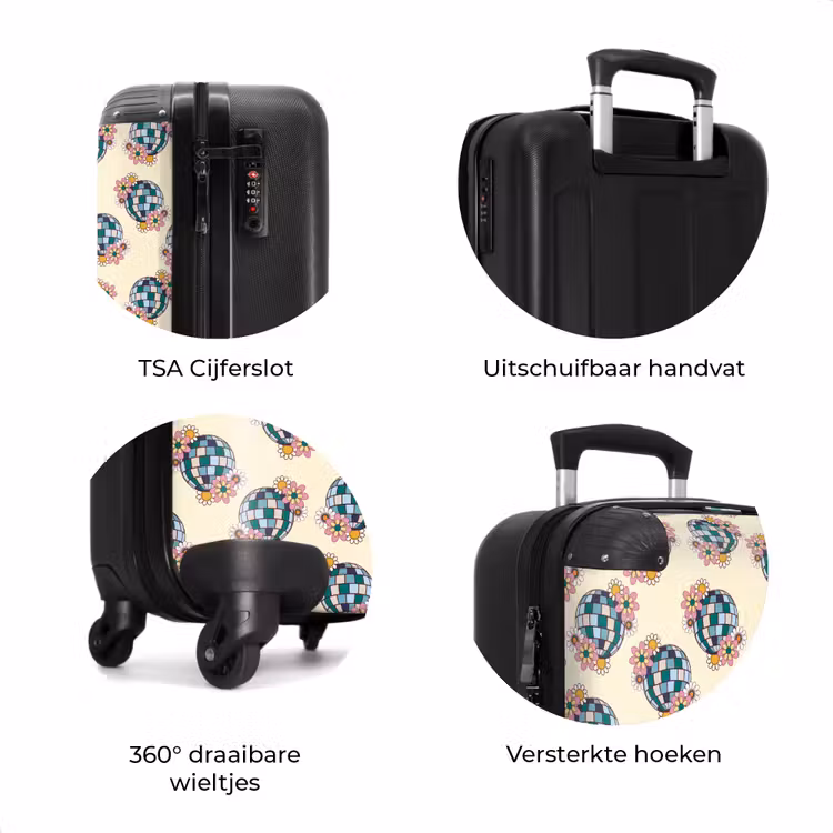 Koffer - Retro disco bal patroon kleurrijk — 7