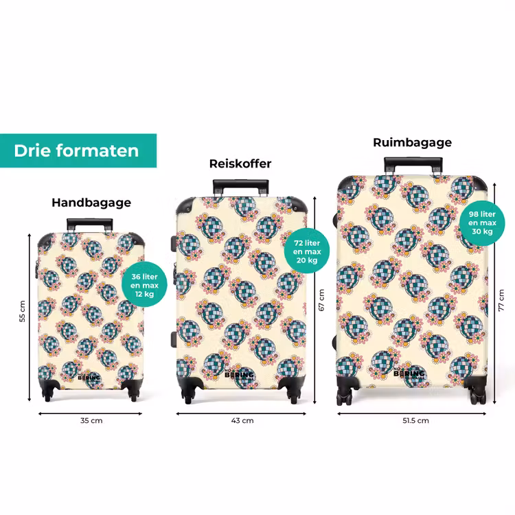 Koffer - Retro disco bal patroon kleurrijk — 8