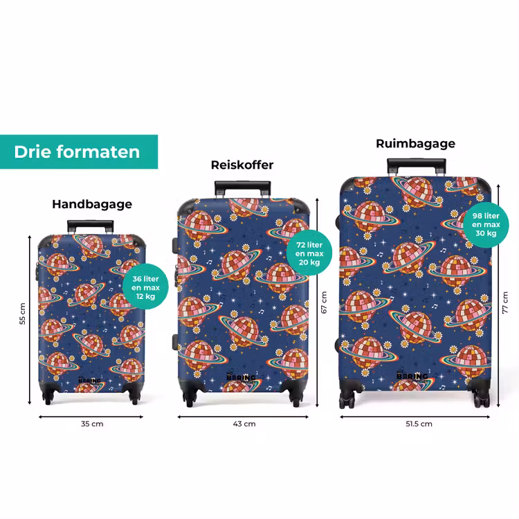 Koffer - Retro disco regenbogen patroon kleurrijk — 8