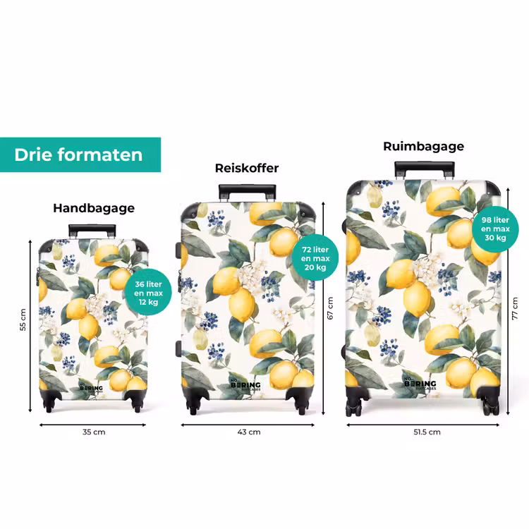 Koffer - Citroen met bloesem patroon — 3
