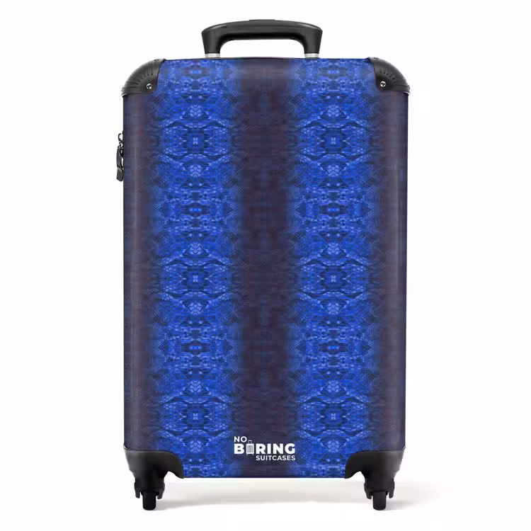 Koffer - Donker blauw slangenhuid met symmetrische schubstructuur — 1