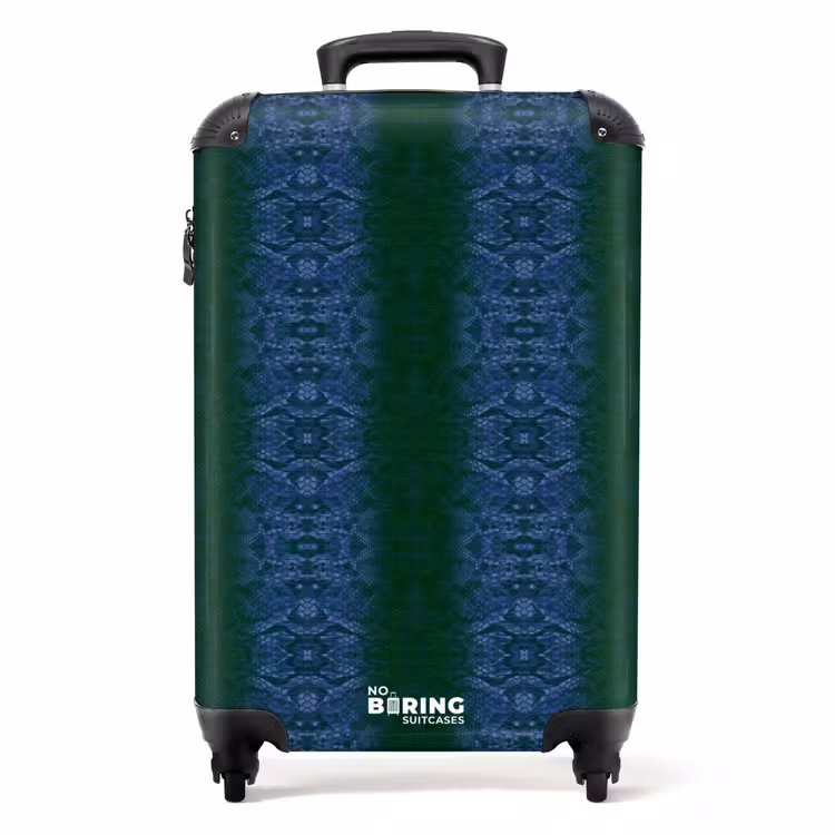 Koffer - Donkerblauw slangenhuid met symmetrische schubstructuur — 1