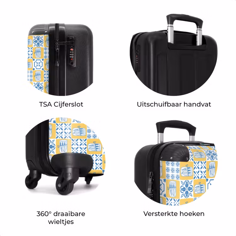 Koffer - Tegel patroon blauw geel — 7