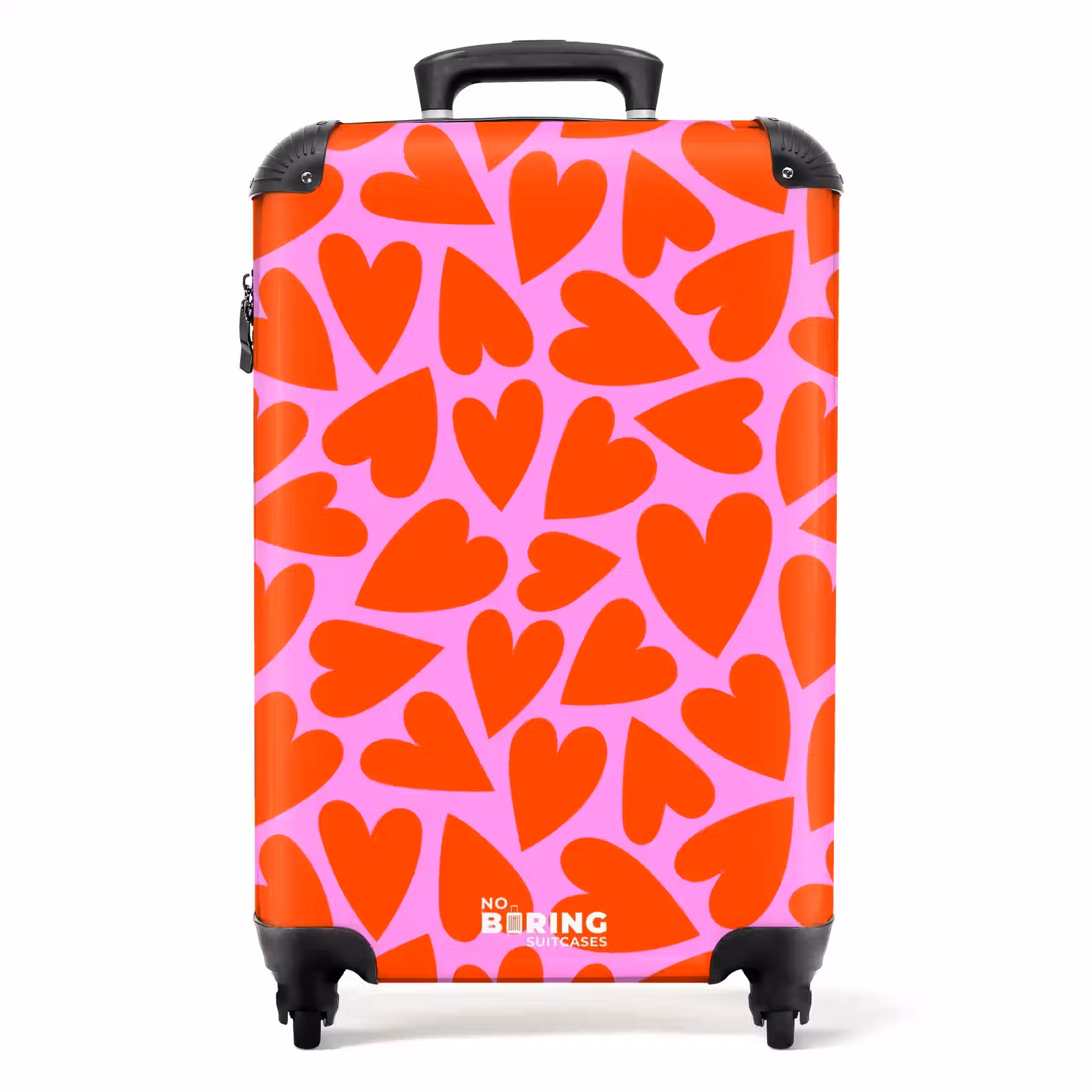 Koffer - Dicht patroon van rode harten op roze achtergrond — 1