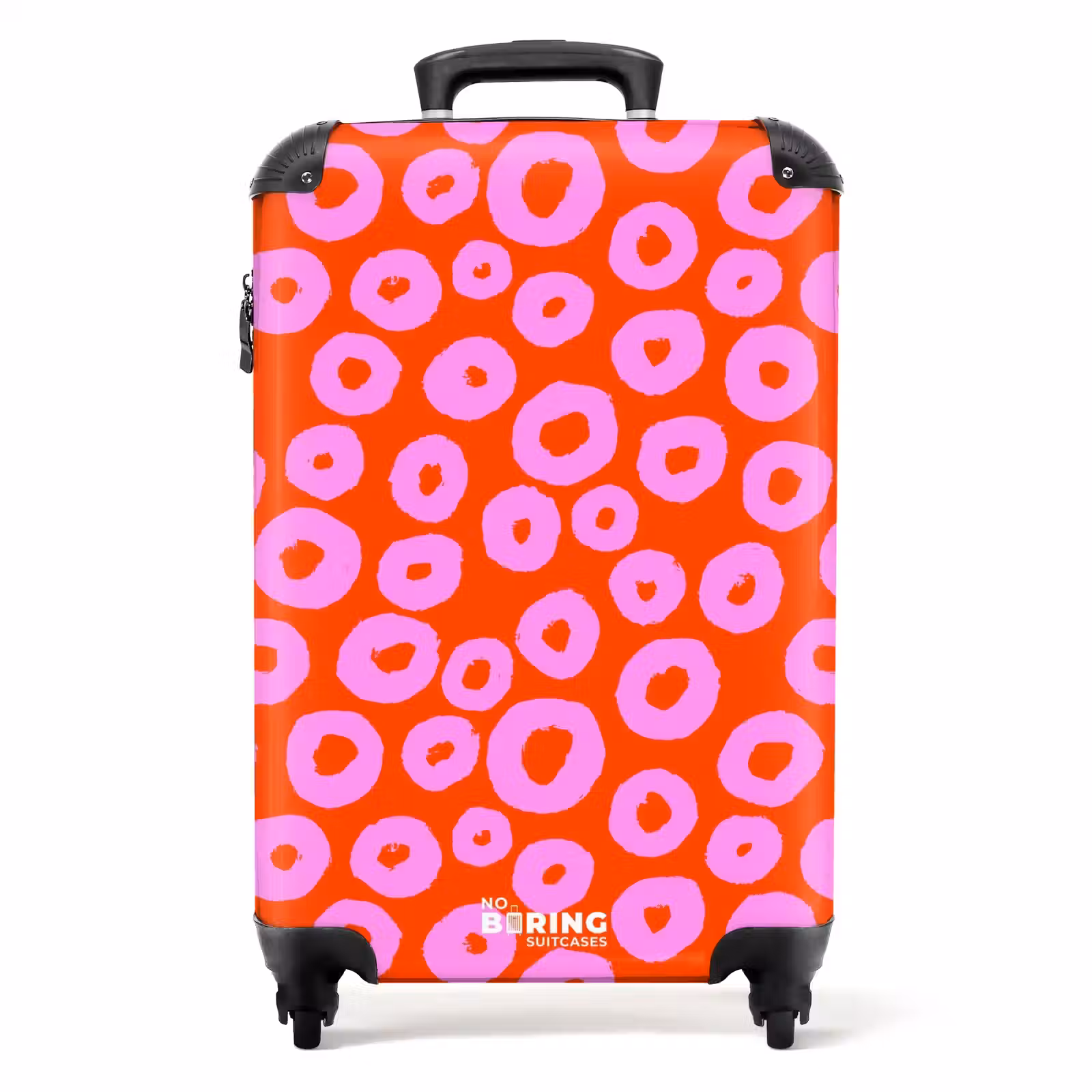 Koffer - Roze cirkelpatroon met hartjesvulling op rood — 1