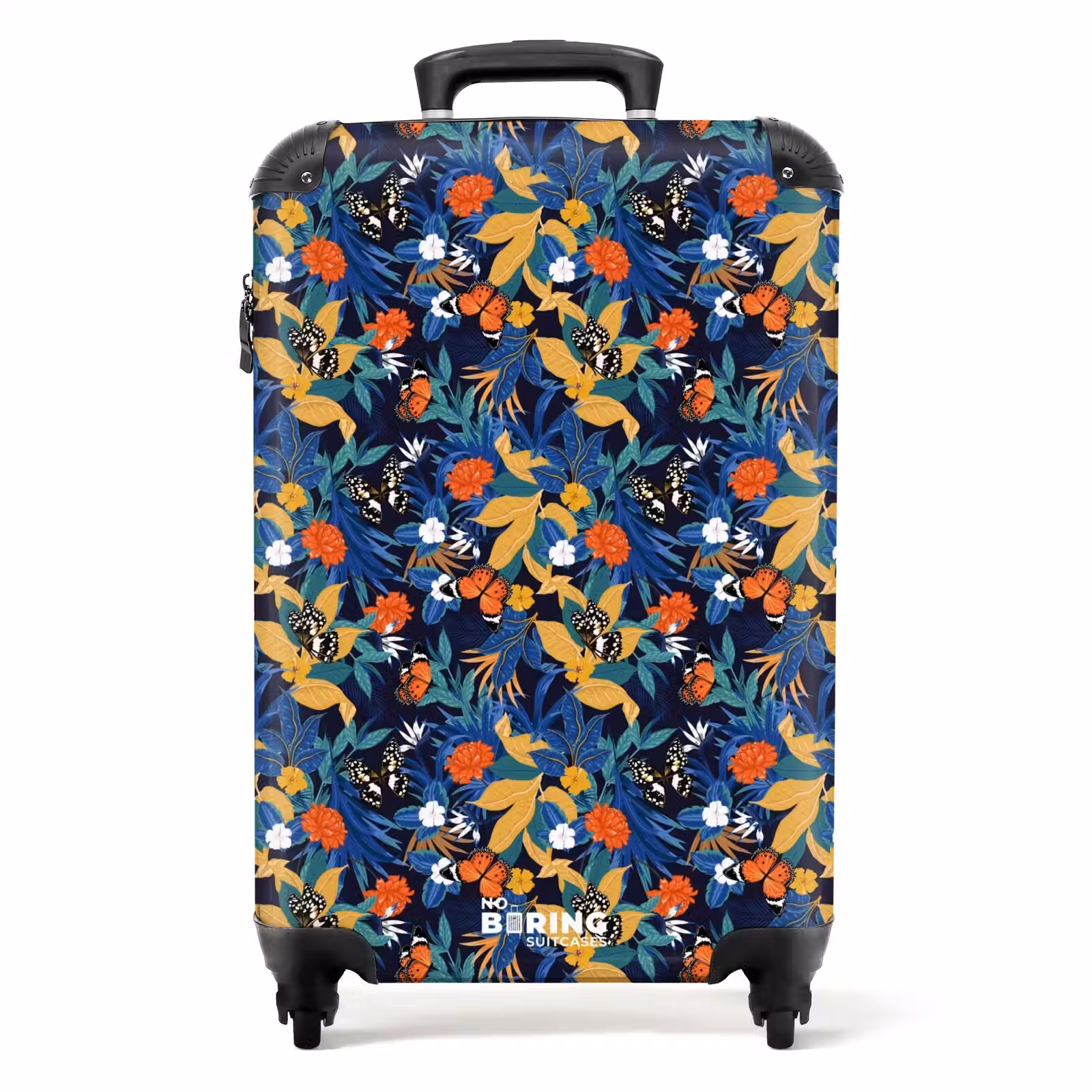 Koffer - Tropisch vlinder patroon donker blauw — 1