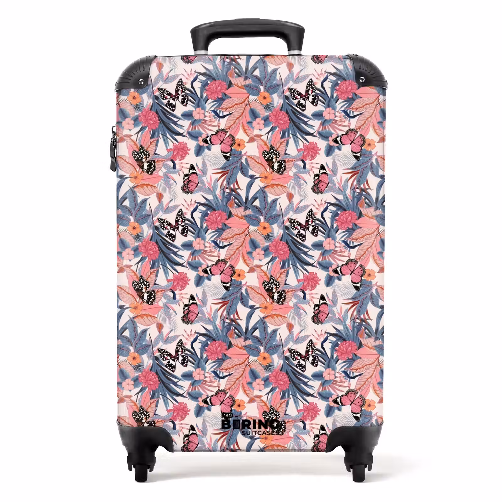 Koffer - Tropisch vlinder patroon licht roze — 1