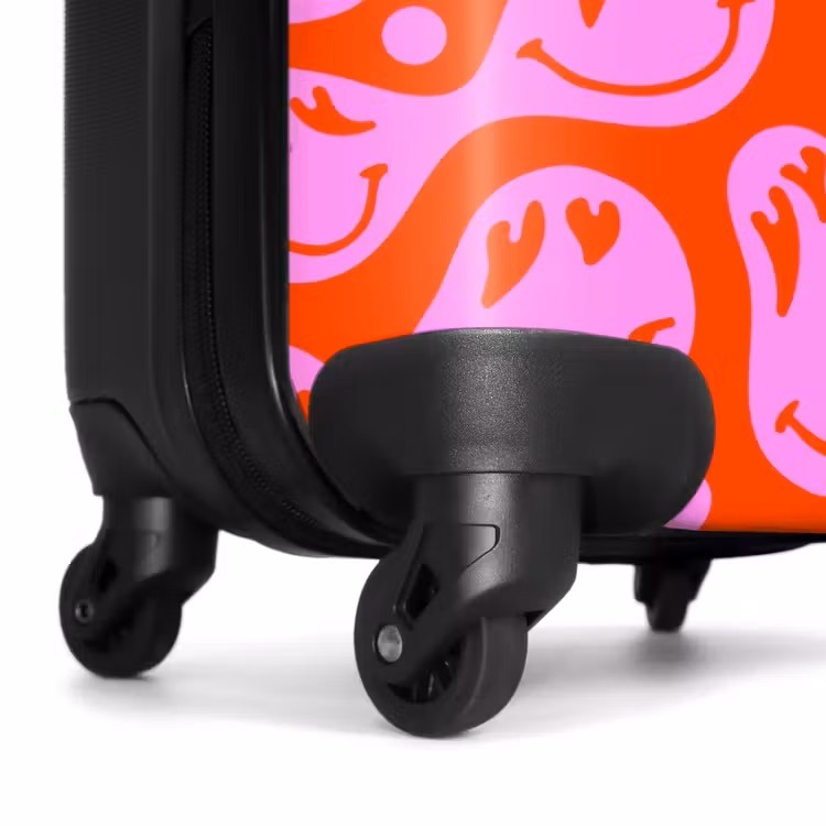 Koffer - Abstracte smileyfiguren met hartogen op rood en roze — 7