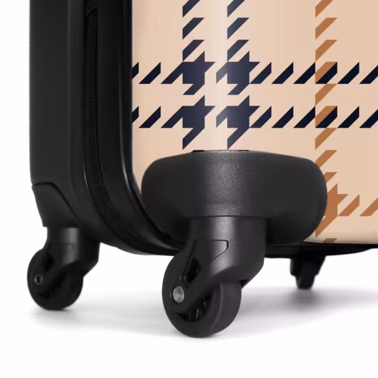 Koffer - Beige ruitpatroon met visgraatlijnen in zwart en bruin — 7