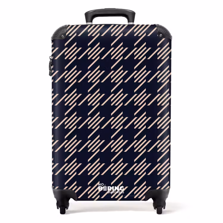 Koffer - Donker pied-de-poule patroon met diagonale streepvulling — 1