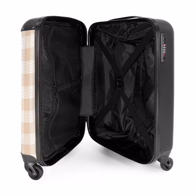 Koffer - Geruit patroon in beige en crème met textuuraccenten — 5