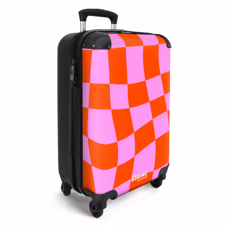 Koffer - Golvend dambordpatroon in rood en roze — 2