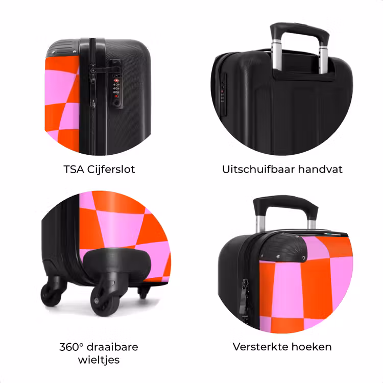 Koffer - Golvend dambordpatroon in rood en roze — 8