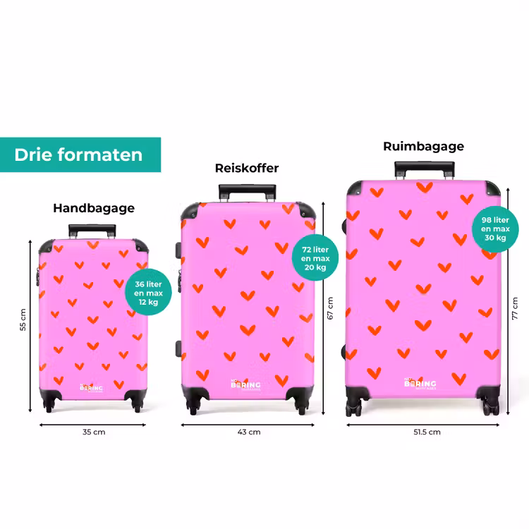 Koffer - Herhalend hartjespatroon op roze achtergrond — 3