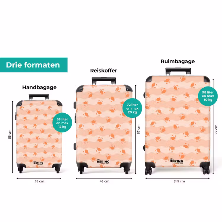 Koffer - Krab patroon roze oranje — 3