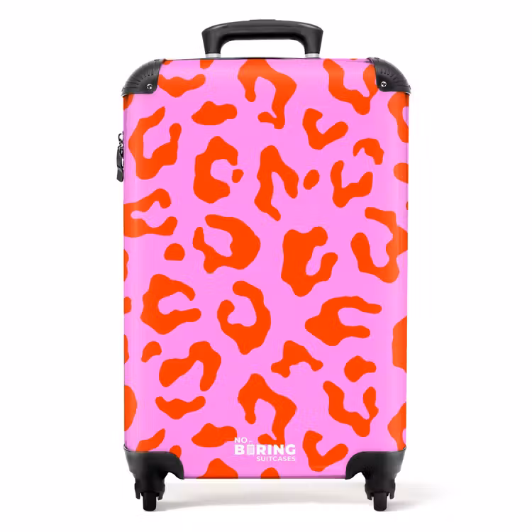 Koffer - Panterprint in rood op roze achtergrond — 1