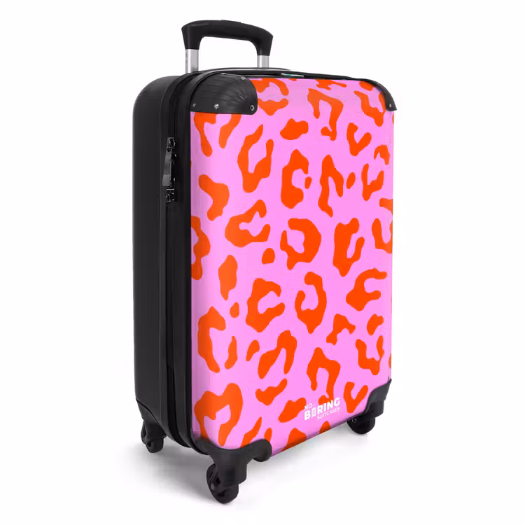 Koffer - Panterprint in rood op roze achtergrond — 2