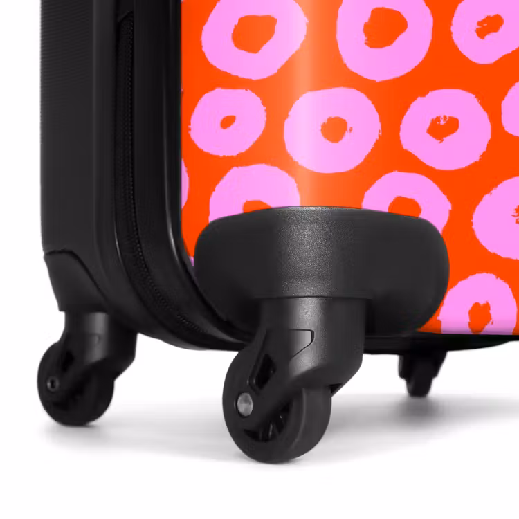 Koffer - Roze cirkelpatroon met hartjesvulling op rood — 7