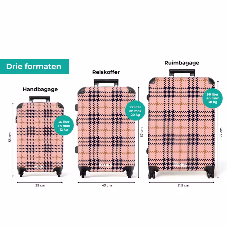 Koffer - Roze geruite ruitstructuur symmetrisch — 3