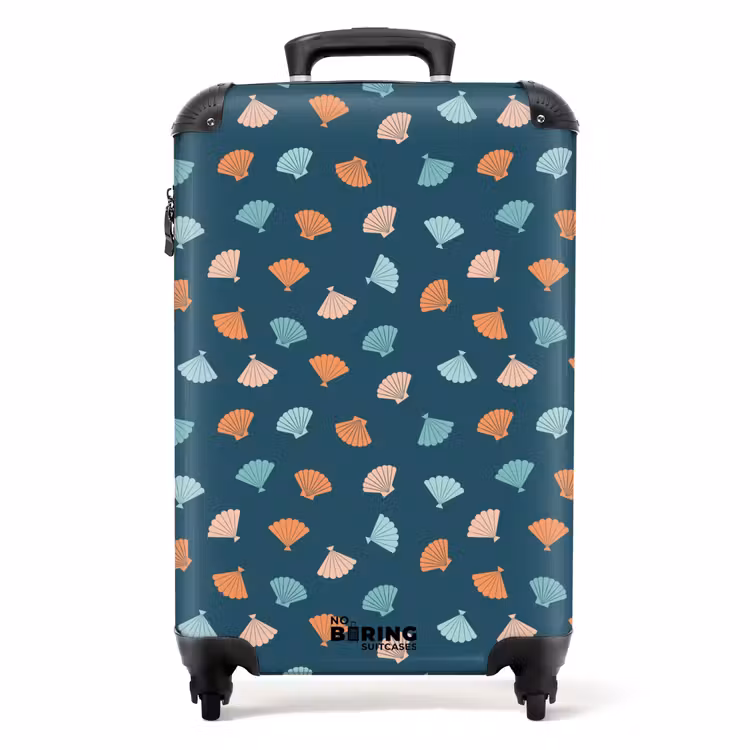 Koffer - Schelpen patroon blauw oranje — 1