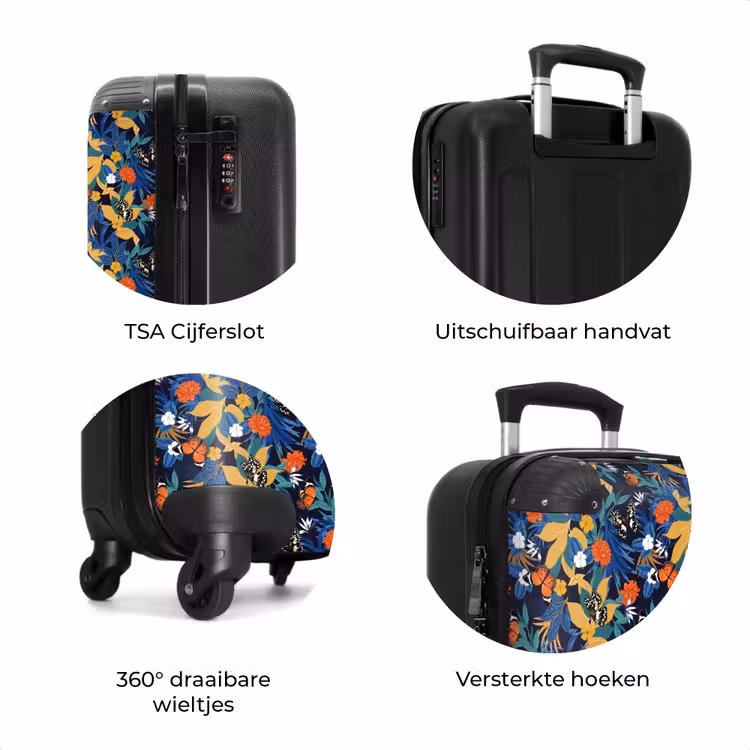 Koffer - Tropisch vlinder patroon donker blauw — 8