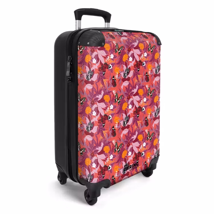 Koffer - Tropisch vlinder patroon donker roze — 2