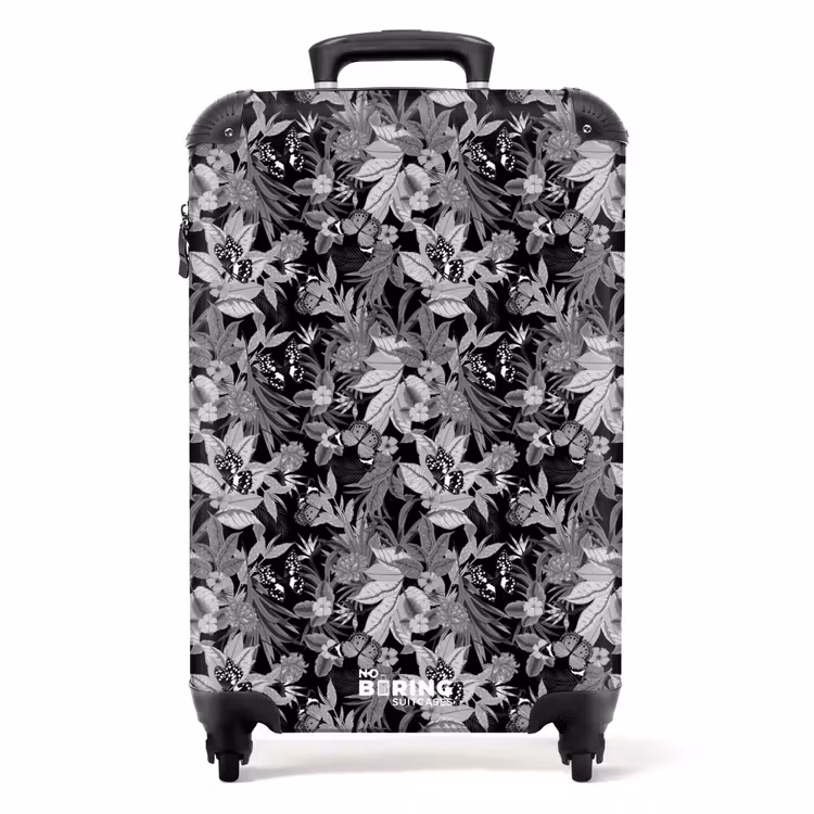 Koffer - Tropisch vlinder patroon zwart wit — 1