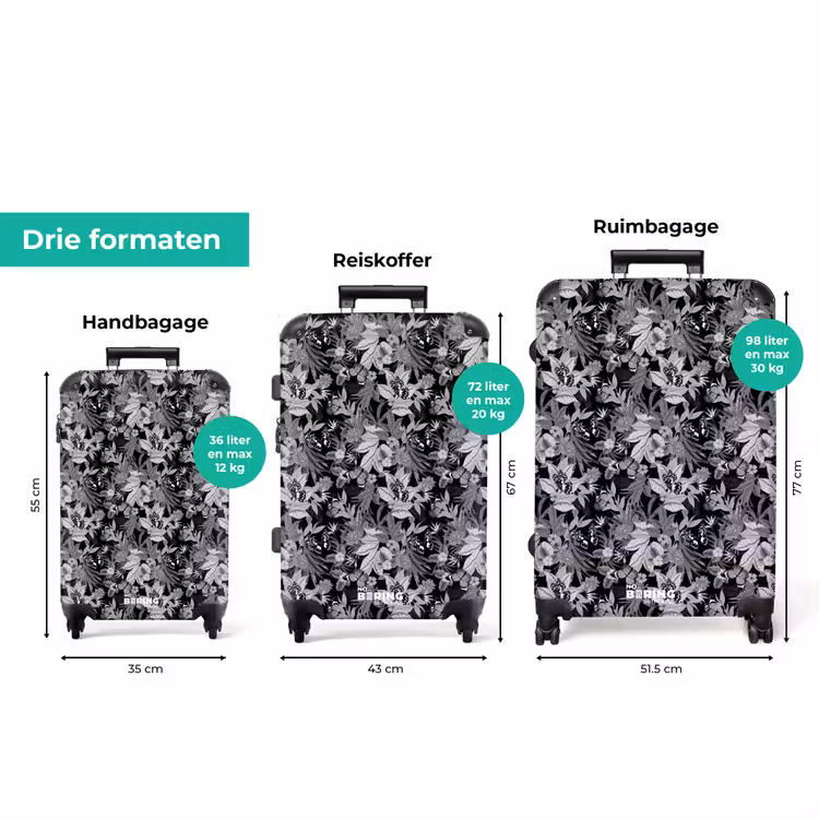 Koffer - Tropisch vlinder patroon zwart wit — 3