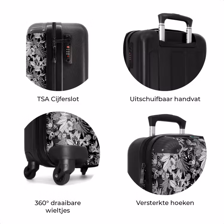 Koffer - Tropisch vlinder patroon zwart wit — 8